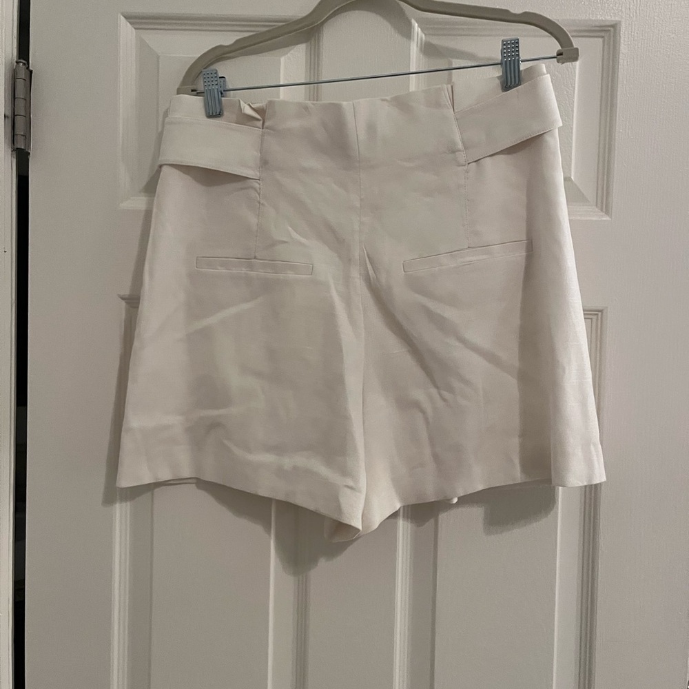 Veronica Beard white linen shorts
